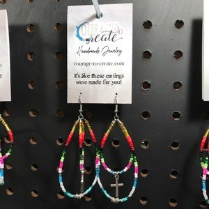Serape inspired double drop earrings